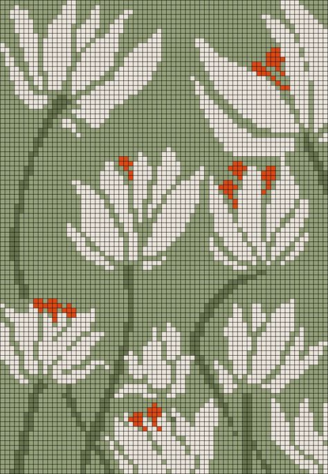 Grid Crochet Patterns Two Colors, Crochet Wall Tapestry Pattern, Floral Grid Pattern, Alpha Pattern Monstera, Embroidery Grid Patterns, Cool Crochet Tapestry, Floral Tapestry Crochet Pattern, Floral Crochet Tapestry, Blanket Alpha Pattern