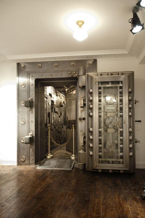 Vault in the Basement of the 909 Madison store Bookcase Doorway, Vault Design, Antique Safe, Bank Vault, Luxury Safe, Safe Door, Bank Building, Vault Doors, Safe Vault