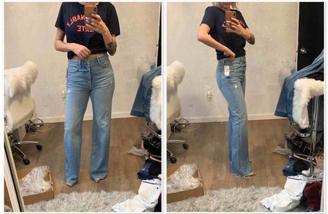 Jeans Pear Shape, Room Selfies, Pear Shaped Women, Mom Edit, Wide Jeans, Spring Wardrobe, Office Casual, Jean Leggings, Dressing Room