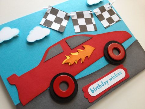 Car Birthday Card, Hot Wheels Birthday, Car Card, Cars Party, Race Car Birthday, Car Birthday, Bday Cards, Birthday Kids, Kids Birthday Cards