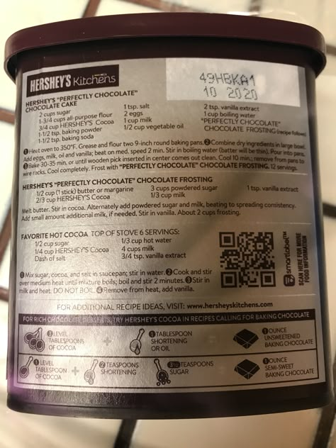Chocolate cake recipe is from the back of the Hershey’s Cocoa container. Hershey’s Perfectly Chocolate Cake, Hershey's Chocolate Cake Recipe, Back Of The Box Hersheys Chocolate Cake, Hersheys Cocoa Frosting Recipe, Hershey’s Chocolate Cake Recipe, Hersheys Frosting Recipe, Hershey Chocolate Frosting, Hershey's Chocolate Cake, Hershey Chocolate Cake Recipe