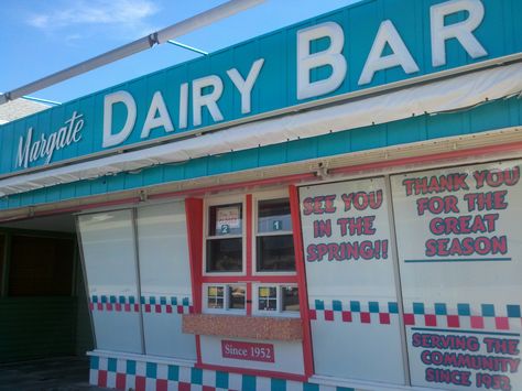 Dairy Bar, Margate, NJ. Photo: Laura B. Weiss. Margate Nj, Retro Signs, Season Change, Ice Cream Stand, Dream Beach Houses, Love Ice Cream, Food Favorites, Retro Sign, Icecream Bar