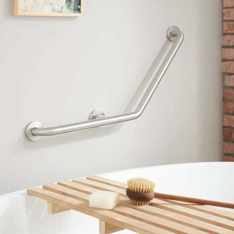 Pickens 32.5'' Grab Bar Signature Hardware Bathroom, Grab Bars In Bathroom, Primary Bath, Brass Cabinet Pulls, Acrylic Tub, Bathroom Safety, Grab Bar, Accessories Bathroom, Stainless Steel Bathroom