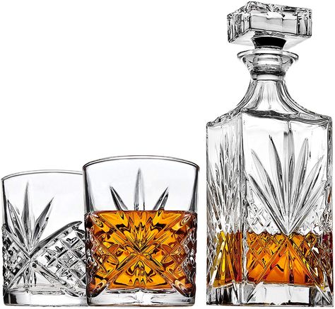 Amazon.com | Whiskey Decanter set for Liquor Scotch Bourbon or Wine, Includes 2 DOF whisky glasses - Irish Cut: Decanters Whiskey Set, Whiskey Decanter Set, Whisky Glasses, Whiskey Decanter, Decanter Set, Scotch, Dublin, Bourbon, Old Fashioned