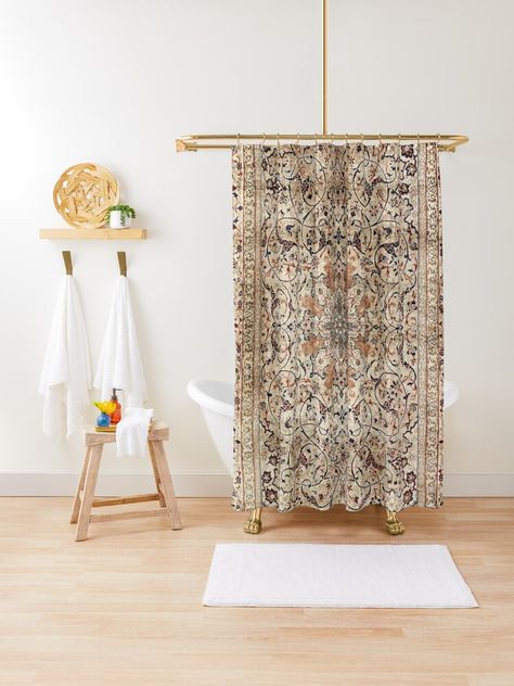 "Silk Esfahan Persian Carpet Print" Shower Curtain for Sale by Vicky Brago-Mitchell® | Redbubble Silk Shower Curtain, Tuscan Shower Curtain, Asian Shower Curtains, Shower Curtain Turkish, Carpet Print, Budda Shower Curtain, Designer Shower Curtains, Curtains For Sale, Bath Design