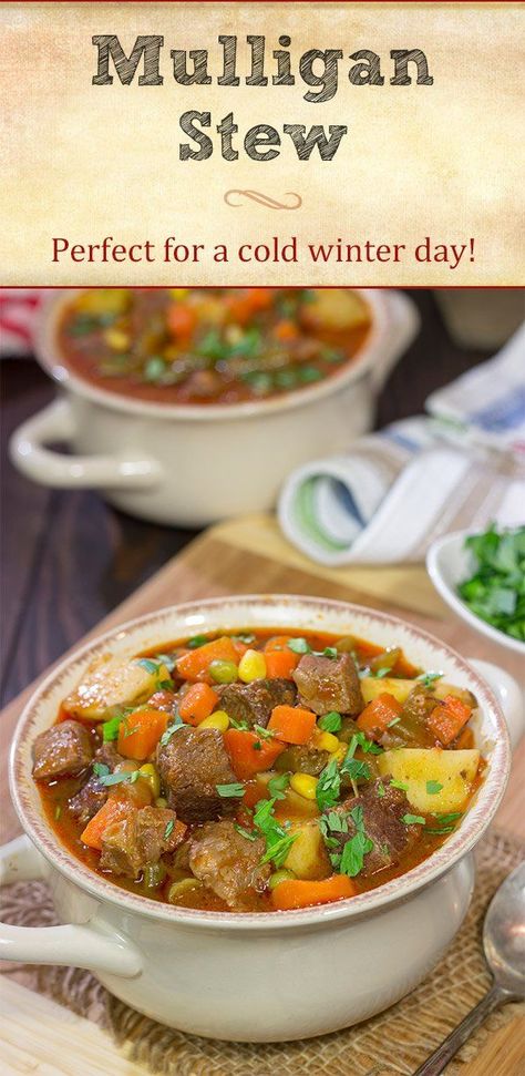 Also known as a community stew, a Mulligan Stew is a tasty way to bring folks together.  This beef and potato stew is ideal comfort food on a chilly winter day! Mulligan Stew Recipe Crock Pot, Beef And Potato Soup, Food For A Cold Day, Lodge Recipes, Easy Roast Beef Recipe, Food For A Cold, Mulligan Stew, Beef And Potato Stew, Stew Beef