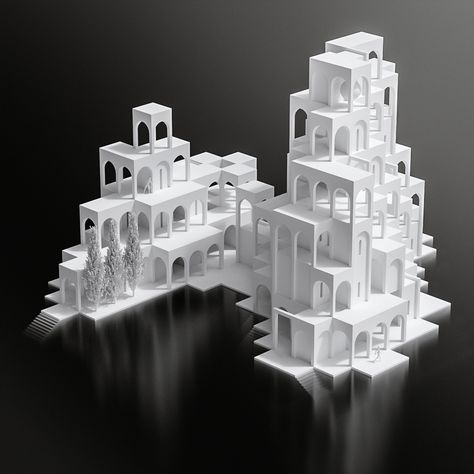 Generative Building on Behance Blender Generative Art, Generative Design Architecture, Architecture Pattern Design, Arcade Architecture, Digital Architecture, Architecture Photography Buildings, Algorithm Design, Creative Coding, Arch Building