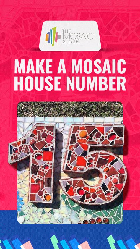 Step by step instructions on how you can create a beautiful mosaic house number for your home. Check out our easy to follow guide and make your own today! 😀 Diy Mosaic Numbers, Mosaic House Numbers Diy, Diy House Numbers, Mosaic House Numbers, Mosaic Numbers, Easy Mosaic, House Numbers Diy, Mosaic Art Diy, Exterior Tiles