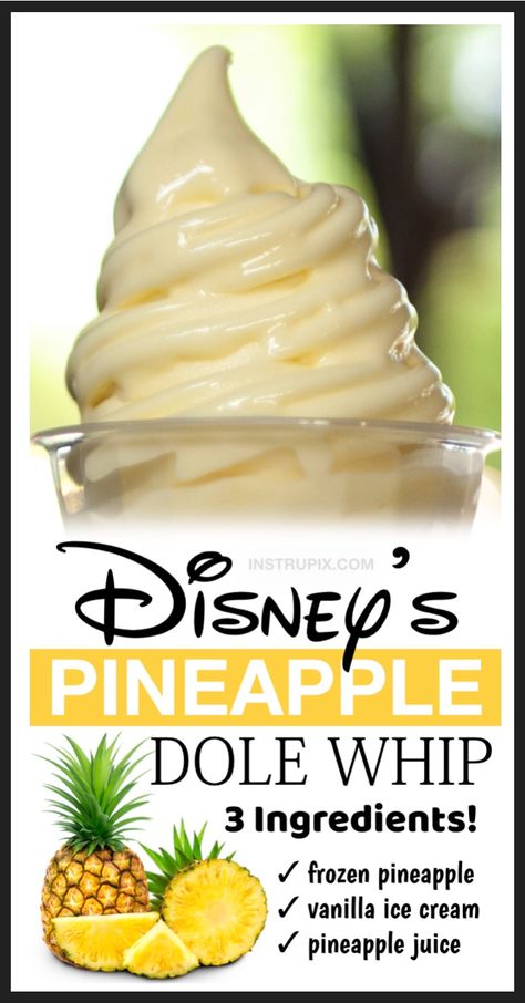 Pineapple Dole Whip Recipe, Pineapple Dole Whip, Dole Whip Recipe, Resep Smoothie, Pineapple Recipes, Dole Whip, Summer Dessert Recipes, Easy Baking Recipes, Cream Recipes