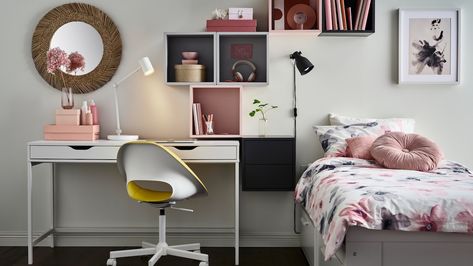 Ikea Teenage Girl Bedroom, Ikea Girls Bedroom, Teenage Bedroom Ideas, Bedroom Layout Design, Loft Bed Frame, Coastal Bedroom Decorating, Ikea Bedroom, Teenage Room, Modern Luxury Bedroom