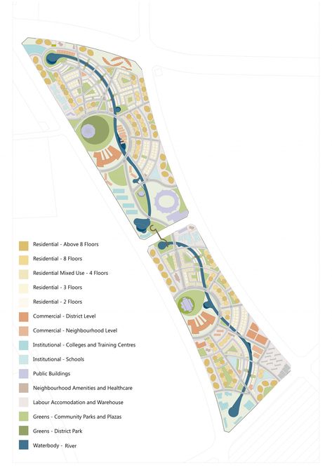 New Town Master Plan & Urban Design in Dubai - Shilpa Architects Bubble Diagram Urban Planning, Master Plan Architecture Concept, Urban Design Concept Master Plan, Master Plan Urban Design, Master Plan Concept, Master Plan Architecture, Urban Master Plan, Master Plan Design, Site Development Plan