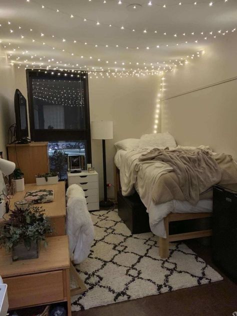 Dorm Room Ideas Purple, Clean Dorm Aesthetic, Hbcu Dorm Room Ideas, Hbcu Dorm, Double Dorm Room Ideas, Cozy Dorm Room Aesthetic, Dorm Inspo Cozy, Luxury Dorm, Dorm Room Rug