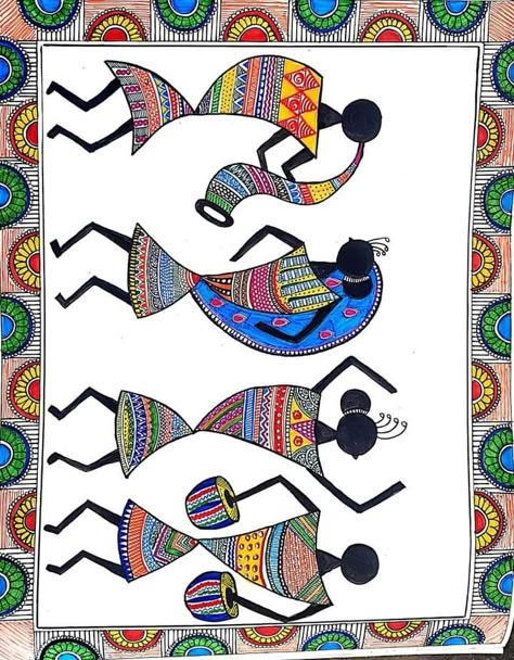 Warali Drawings Simple, Varli Painting Art Simple, Art Work Designs, Warli Paintings On Canvas, Worli Painting Designs, Warli Art Drawing, Varli Painting Art, Kalamkari Painting Easy, Warli Art Easy