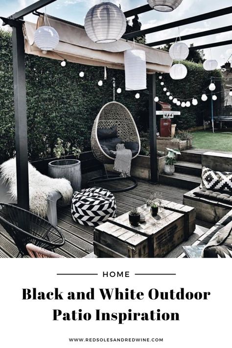 Glam Dining Room - Red Soles and Red Wine Black And White Outdoor Patio, Outdoor Patio Inspiration, White Outdoor Patio, White Outdoor Furniture, Glam Dining Room, Glam Dining, Red Dining Room, Outdoor Patio Designs, Patio Inspiration