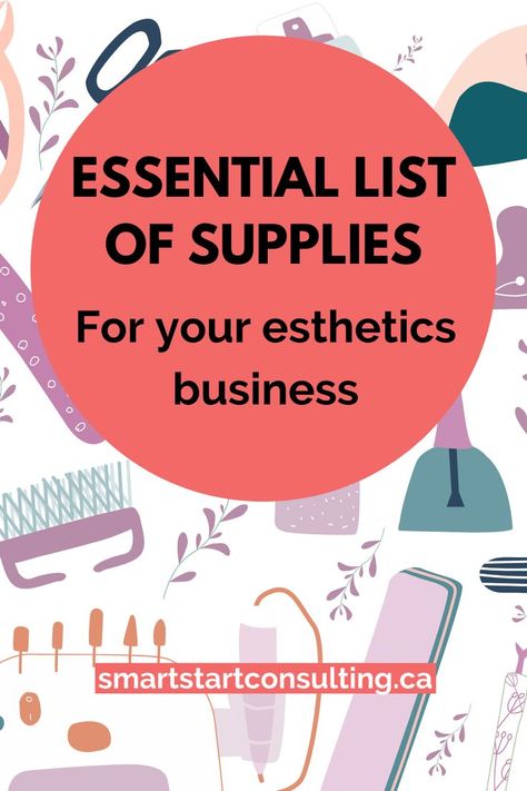 Struggling to remeber what you need for you new spa business? Check out the big list of products we have suggest for you to start your business rapidly! Esthetician Apparel, Esthetics Business, Esthetician Supplies, Essential List, Esthetician Gifts, Esthetician Business, Pedicure Supplies, Spa Business, Start Your Business