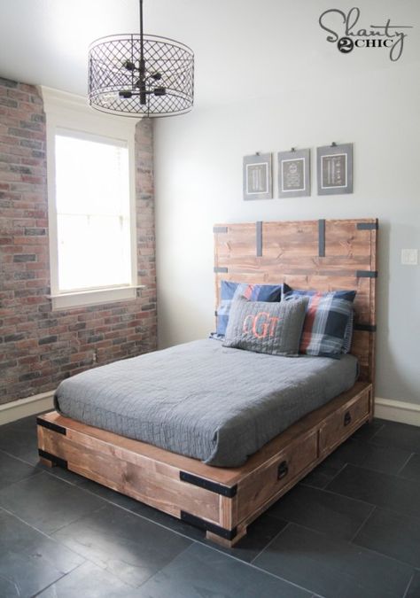 DIY Full or Queen Size Storage Bed Queen Size Storage Bed, Beautiful Bed Designs, Diy Platform Bed, Bed Frame With Drawers, Murphy Bed Plans, Bed Platform, Diy Bed Frame, Platform Bed With Storage, Queen Platform Bed