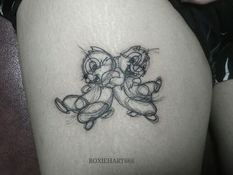 Friendship Tattoos Disney, Chip And Dale Tattoo Ideas, Chip N Dale Tattoo, Chip And Dale Tattoo, Tooth Tattoo, Disney Chip, Drawing Comics, Petit Tattoo, Chip N Dale