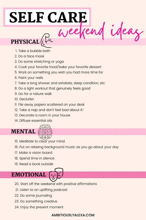 Weekend Checklist, Self Care Weekend, Self Care Checklist, Weekend Ideas, Weekend Quotes, Journal Books, Self Care Bullet Journal, Mental Wellbeing, Self Care Activities