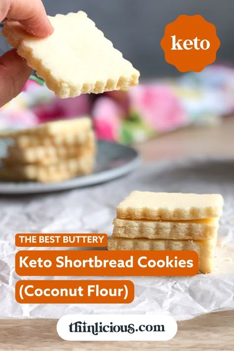 Cookies Coconut Flour, Keto Shortbread Cookies, Sugarless Cookies, Keto Shortbread, Cookies Coconut, Coconut Flour Cookies, Coconut Cookies Recipes, Baking With Coconut Flour, Keto Baking