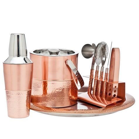 Tableware & Bar Rose Gold Kitchen Hardware, Gold Kitchen Hardware, Rose Gold Kitchen, Bar Tool Set, Copper Bar, Wine Bucket, Bar Essentials, Bar Cart Decor, Cocktail Set