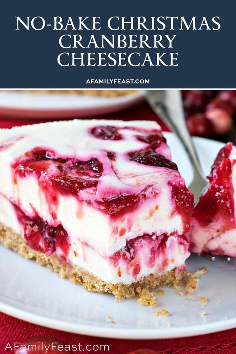 No Bake Cranberry Cheesecake - A Family Feast Easy Cranberry Cheesecake, No Bake Cranberry Cheesecake, Landscape Photography Urban, Cranberry Cheesecake Recipes, Cranberry Recipes Dessert, Christmas Cranberry, Cranberry Dessert, Cranberry Cheesecake, Yummy Cheesecake