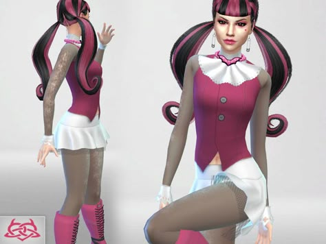 Draculaura Outfit, Draculaura Costume, Sims 4 Controls, Sims 4 Tattoos, Monster High Clothes, Sims 4 Anime, Sims 4 Game Mods, Set Clothes, Catty Noir