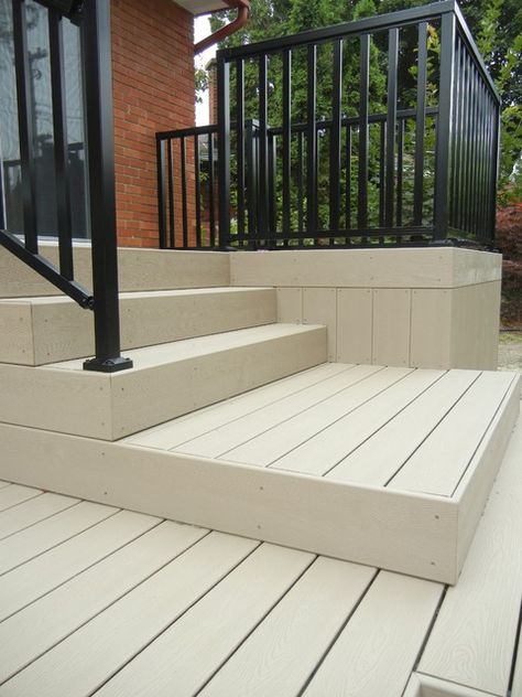 Trex Rope Swing Deck - Deck - Ottawa - by Fence Masters | Houzz Trex Deck Stairs, Trex Steps, Deck Over Concrete, Trek Deck, Composite Deck, Trex Deck, Deck Stairs, Front Steps, Concrete Porch