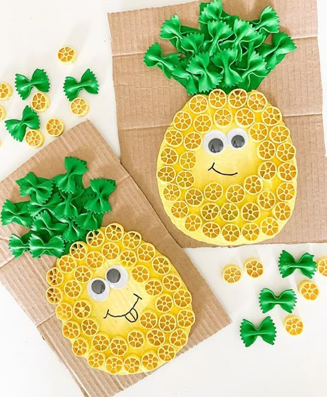 Pineapple Craft, Letter P Crafts, Pasta Crafts, Pineapple Crafts, Vegetable Crafts, Fruit Crafts, Pasta Art, Summer Crafts For Kids, Easter Decorations Dollar Store