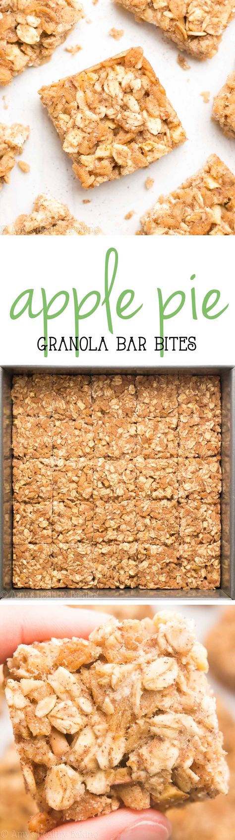 These healthy granola bars taste like apple pie! So easy, so good & just 30 calories! Perfect for grab-and-go snacks! Apple Pie Granola, Homemade Granola Bars Healthy, Breakfast Bars Healthy, Homemade Granola Healthy, Weight Watcher Desserts, Healthy Granola Bars, Healthy Granola, Homemade Granola Bars, Granola Bar