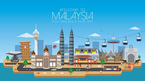 Welcome to Malaysia on Behance Malaysia Tourism Poster, Poster Visit Malaysia, Malaysian Aesthetic, Malaysia Illustration, Poster Malaysia, Visit Malaysia, Malaysia Tourism, Free Invitation Cards, Independence Day Poster