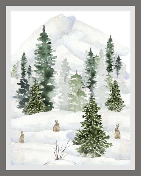 Free Winter Printables, Winter Printables Free, Winter Printables, Japan Illustration, Pastel Sec, Winter Watercolor, Christmas Card Art, Winter Wall Art, Free Printable Art