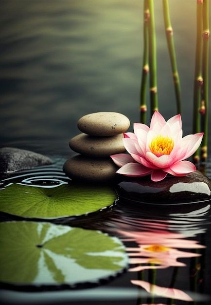 Pierres Zen Sur Fond D'eau Et De Fleurs ... | Premium Photo #Freepik #photo #nature-zen #spa-zen #pierre-spa #pierre-zen Photo Zen, Background Spa, Inner Peace Art, Budha Art, Zen Wallpaper, Zen Aesthetic, Image Zen, Lotus Flower Wallpaper, Bamboo Background