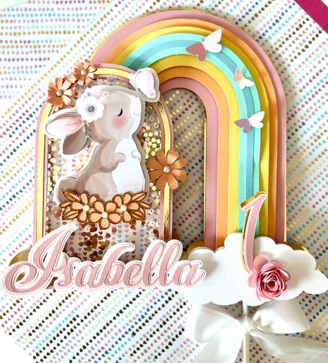 Bunny Cake Topper, Bunny Cake Topper,  Little Bunny Cake decoration,  Easter Cake Topper | BY PAPERCRAFTSIDEAS Bunny Party Decor, Easter Cake Designs, Bunny Cake Topper, Easter Cake Toppers, Hershey Bar Wrappers, Some Bunny Is One, Bunny Birthday Party, Easter Bunny Cake, Bunny Baby Shower