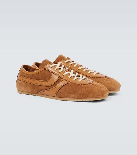 Dries Van Noten Suede sneakers | Smart Closet Suede Sneakers Outfit, Dries Van Noten Shoes, Smart Closet, Tan Trim, Brown Sneakers, Sneakers Outfit, Dries Van Noten, Suede Sneakers, Shoe Box