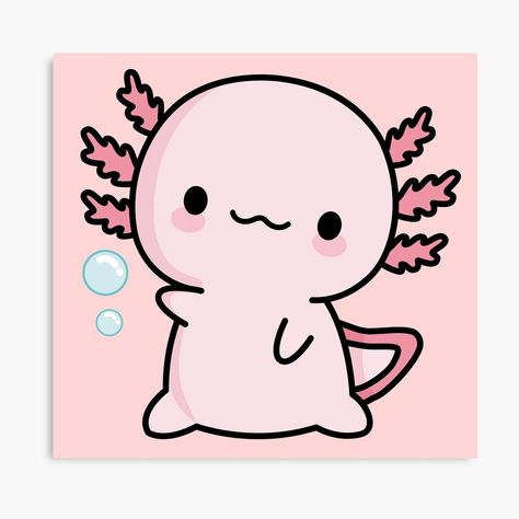 "Cute Axolotl Salute" Mounted Print by XoTheMonster | Redbubble Axolotl Drawing Cute Easy, Draw An Axolotl, Axolotl Cute, Cute Axolotl, Kawaii Plush, Cute Little Drawings, Best Friends Forever, Cute Crafts, Friends Forever