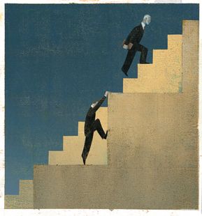 Jon Krause - Academic, Block, Career, Career Path, Climb, Climbing, Inequality, Obstacle, Stairs, Steps The Danish Girl, Protest Posters, Conceptual Illustration, Image Bank, Best Ads, Brand Color Palette, Stock Art, Art Licensing, Editorial Illustration