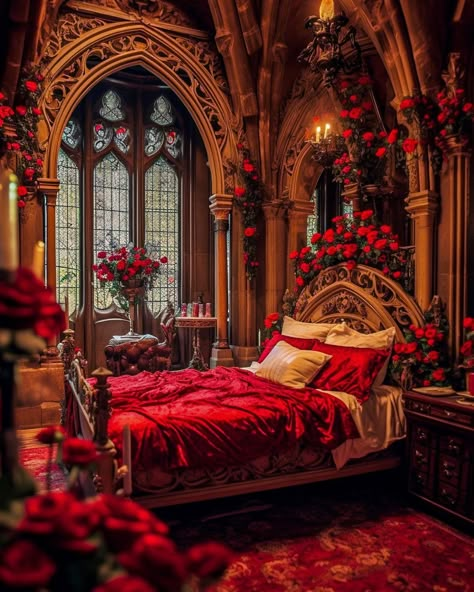 Dina Dennaoui (@lulumoonowlbooks) | Instagram Gothic Bed, Gothic Medieval, Magical House, Fantasy Bedroom, Romantic Bed, Fantasy Rooms, Inspired Bedroom, Romantic Room, Goth Home Decor