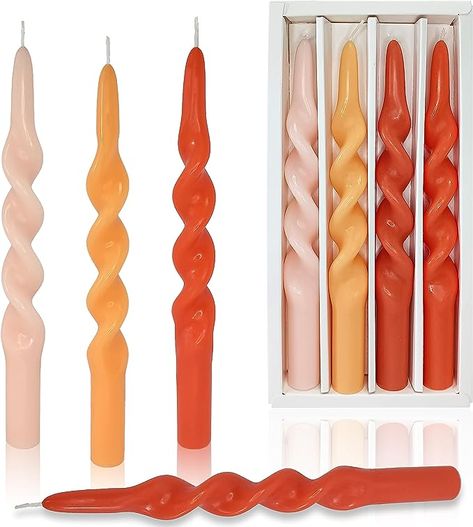 Orange Taper Candles 10 inch Unscented Spiral Candlesticks for Christmas Halloween Wedding Home Decor, Relaxation & All Occasions Orange Taper Candles, Orange Dinner, Christmas Dinner Decorations, Twisted Candles, Spiral Candles, Long Candles, Orange Candle, Wedding Home Decor, Festive Dinner