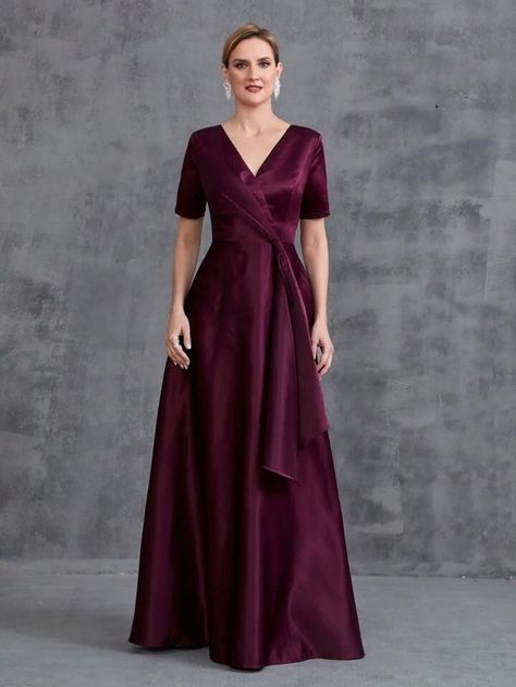 Womens' Surplice Neck Satin Formal Dress | SHEIN USA