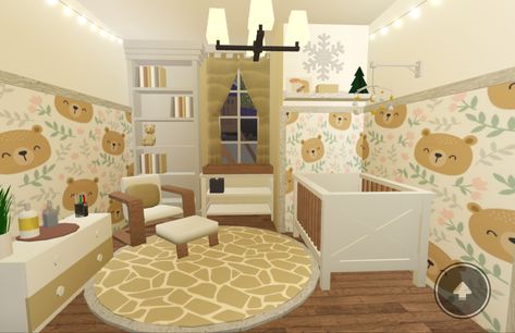 Bloxburg Twin Nursery Ideas, Club Roblox Nursery, 3x3 Baby Room Bloxburg, Nursery Bloxburg Ideas, Club Roblox Baby Room Ideas, Toddler Room Bloxburg, Cuartos Bloxburg, Bloxburg Toddler Room Ideas, Bloxburg Kid Room Ideas