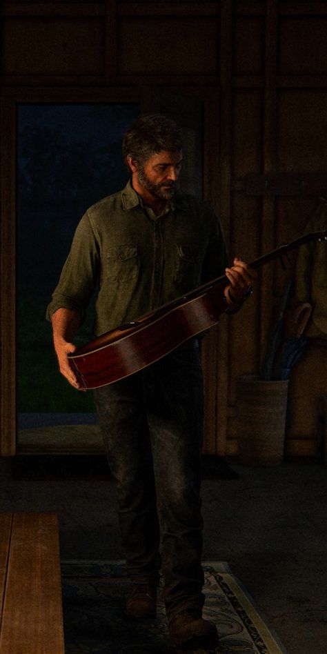 Joel Miller Guitar, Joel Miller Wallpaper, Tlou Aesthetic, Guitar Wallpaper, Classic Car Photoshoot, Joel Miller, I Miss Him, Morning Sun, Last Of Us