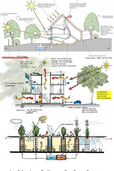 Passive Apartment Building, Passive Building Architecture, Passive Design Diagram, Architecture Design Strategy, Passive Strategies Architecture, Architecture Structure Design, Passive Design Strategies Architecture, Architecture Design Principles, Environmental Architecture Design