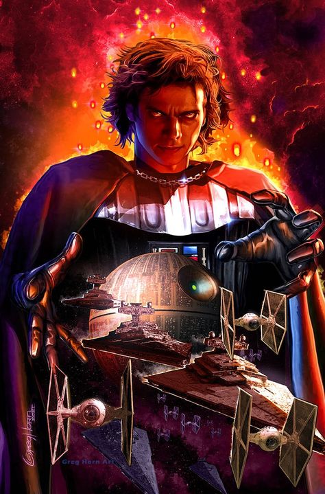 Anakin Skywalker by Greg Horn Vader Art, Anakin Vader, Vader Star Wars, Star Wars 2, Star Wars Wallpaper, Galactic Empire, Star Wars Artwork, Star Wars Fan Art, Star Wars Images