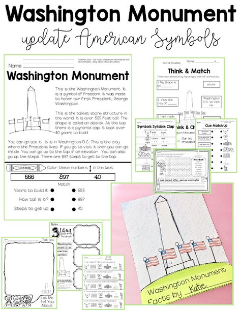 Washington Monument for Kids Washington Monument Craft, Washington Monument Project, Washington Dc Monuments, Reading Fluency Passages, Syllables Activities, Dc Monuments, Assessment Rubric, Fluency Passages, Notes To Parents