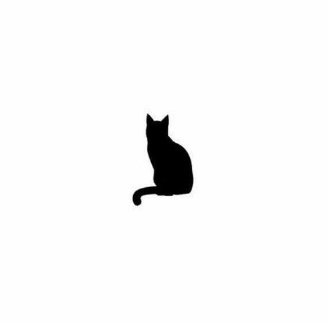 Small Black Cat Drawing, Small Black Cat Tattoo Designs, Cat Sihoullete Tattoo, Mini Black Cat Tattoo, Small Two Cat Tattoo, Minimal Black Cat Tattoo, Black Kitty Tattoo, Small Black Cat Tattoo Silhouette, Black Cat Wrist Tattoo