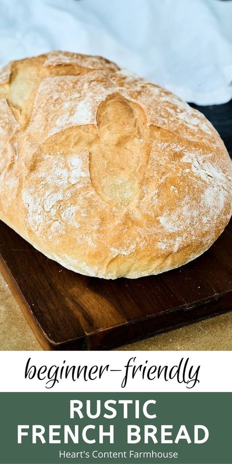 Rustic Loaf Bread Recipe, Quick Loaf Bread, Rustic Loaf Bread, Rustic French Bread, Round Bread Loaf Recipe, Round Loaf Bread Recipes, Rustic Bread Recipe Easy, Bread Recipes Rustic, Rustic French Bread Recipe