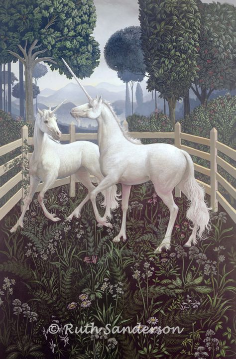 FUN413_Unicorn Tapestry Ruth Sanderson, Unicorn Tapestry, Unicorn And Fairies, Magical Horses, Unicorn Pictures, Fantasy Horses, The Last Unicorn, Beautiful Unicorn, Unicorn Art