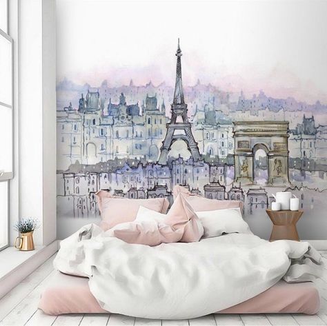 Paris Wall Mural, Paris Nursery, Paris Room Decor, Paper Mural, Paris Themed Bedroom, Paris Rooms, Paris Bedroom, Paris Wallpaper, Nursery Room Design