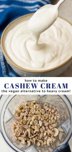 Soups Creamy, Cashew Cream Sauce, Dairy Free Alternatives, Desserts Vegan, Vegan Sauces, Vegan Alternatives, Cashew Cream, Dessert Toppings, No Dairy Recipes