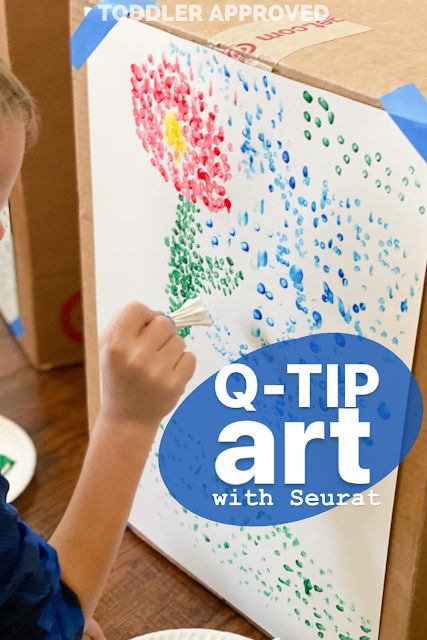 Toddler Approved!: Easy Art Projects: Q-Tip Painting Seurat Painting With Q Tips, Q Tip Art, George Seurat, Simple Art Activity, Q Tips, Q Tip Painting, Toddler Painting, Painting Activities, Easy Art Projects